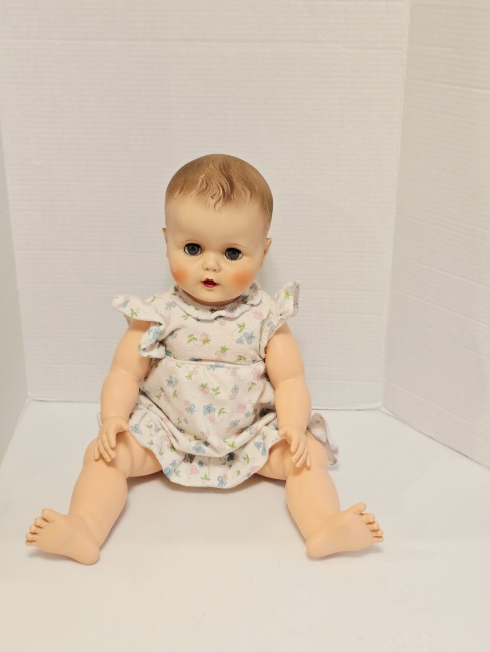 Vintage Sleepy Eyed Drink Wet Baby 24” Doll Molded Hair